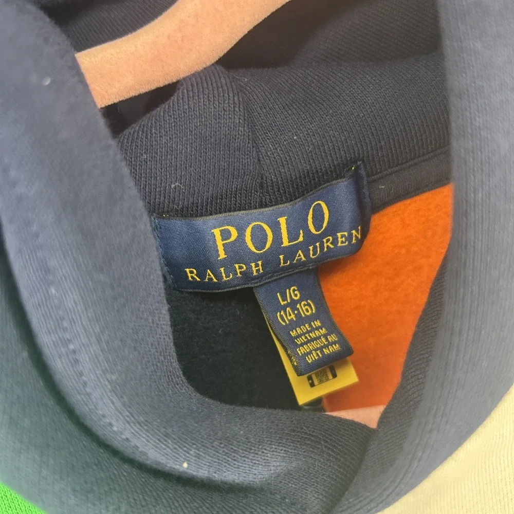 POLO RALPH LAUREN Big & Tall Colorblock Cotton Blend Fleece Pullover Hoodie Sz L